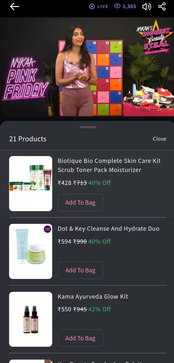 Nykaa Watch & Buy live commerce